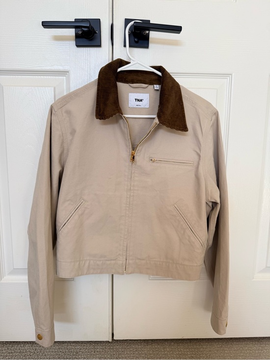 Aritzia Jackets & Blazers - Aritzia TNA Beige Bomber Jacket with Brown Corduroy Collar
